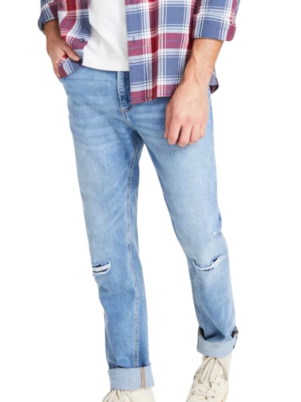 Sun + Stone Men's Melbourne Slim-Fit Destroyed Jeans, Light Wash Size 38x32 |NWT